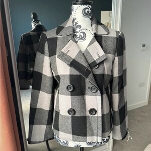 J Crew plaid peacoat, size 4